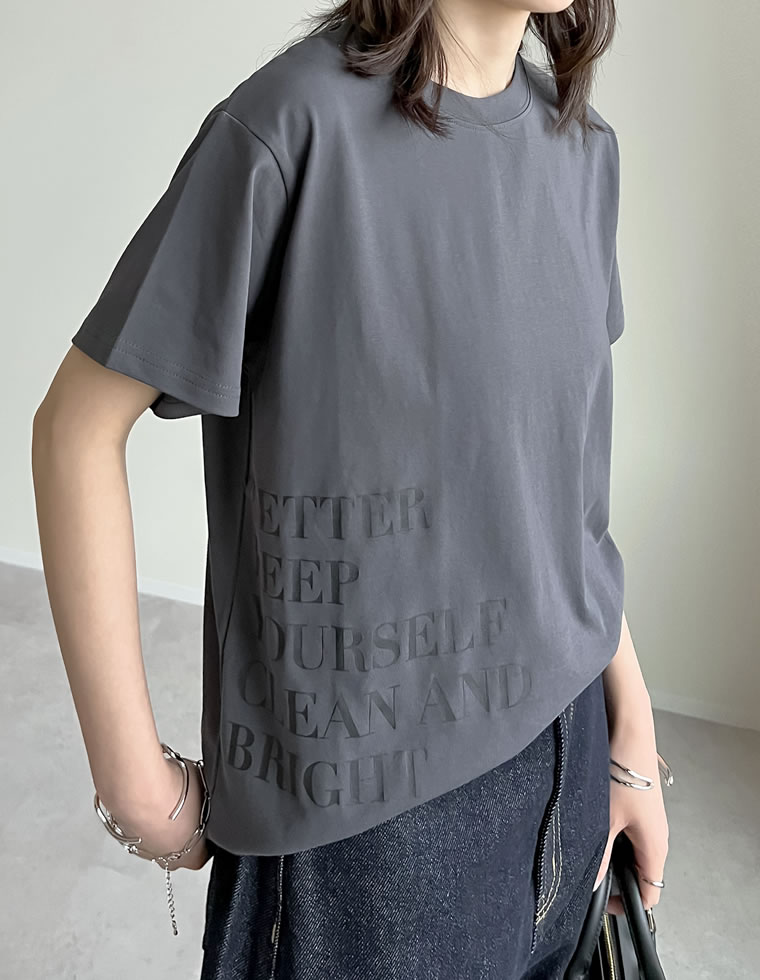 Tシャツ レディース カットソー クルーネック ロゴT 半袖 ミドル丈 接触冷感 UVカット 日焼け対策 紫外線対策 春夏[mb] | Re:EDIT | 03
