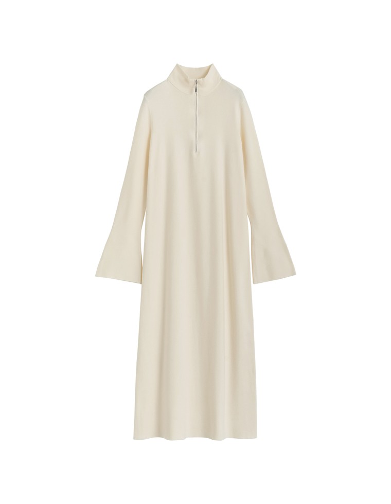 ミラノリブハーフジップニットワンピース