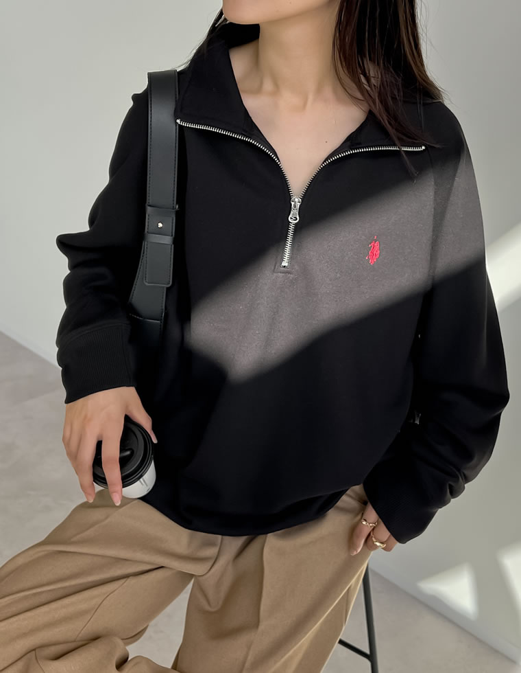【美品】  Re:poris / レポリス | Fav sleeve sweat 2Way サイドジップ オーバーサイズ スウェット | S | ブラック | レディース 美品】 Re:poris / レポリス | Fav sleeve sweat 2Way サイドジップ