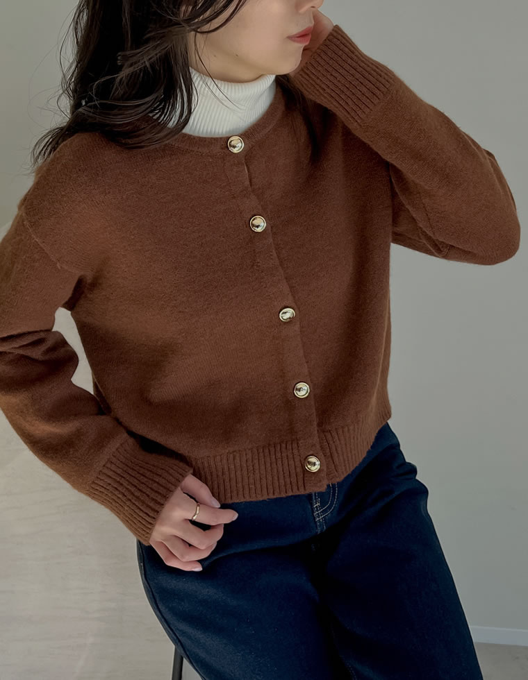 Q33 M エリザベッタフランキ ゴールド金具 リブ カーディガン レディース 美品】エリザベッタフランキ ELISABETTA FRANCHI モノグラム 総柄