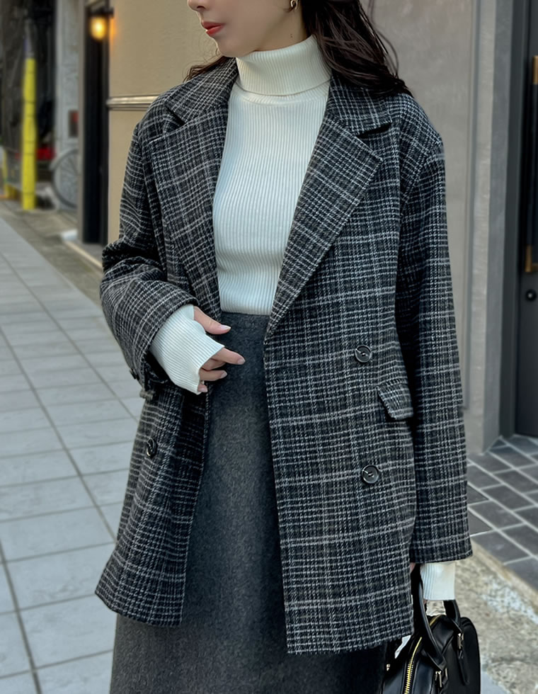 Re:EDIT コート レディース アウター ミドルコート チェック柄