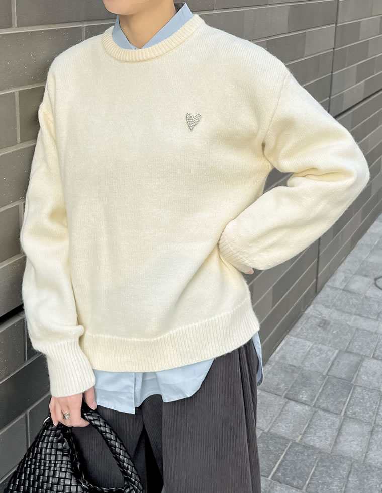 【状態◯】sr/SWEAT KNIT/スウェットニット Re:EDIT スウェット ニット レディース ハート ビジュー