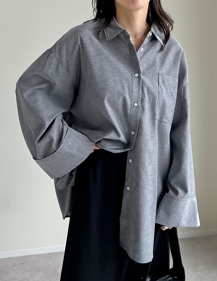 トップス シャツ 体型カバー 長袖 レディース 4色 M/L オックスフォード ワイドスリーブ 冷房対策 日除け対策 春夏 | Re:EDIT | 01