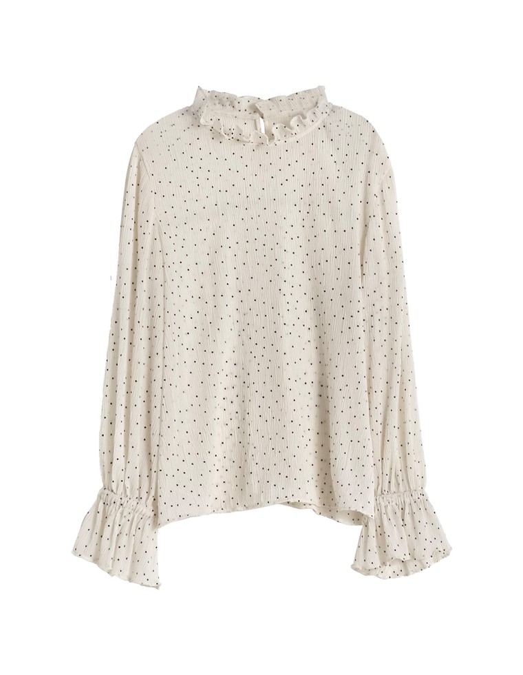 楊柳シフォンハイネックブラウス