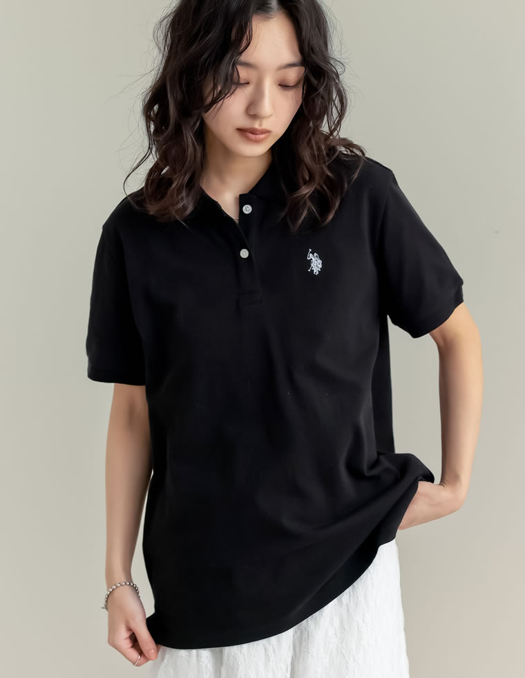 ポロシャツ 半袖 レディース トップス U.S. POLO ASSN. 別注 カラー コラボ ワンポイント刺繍 スポーティ 2025春夏 | Re:EDIT | 01