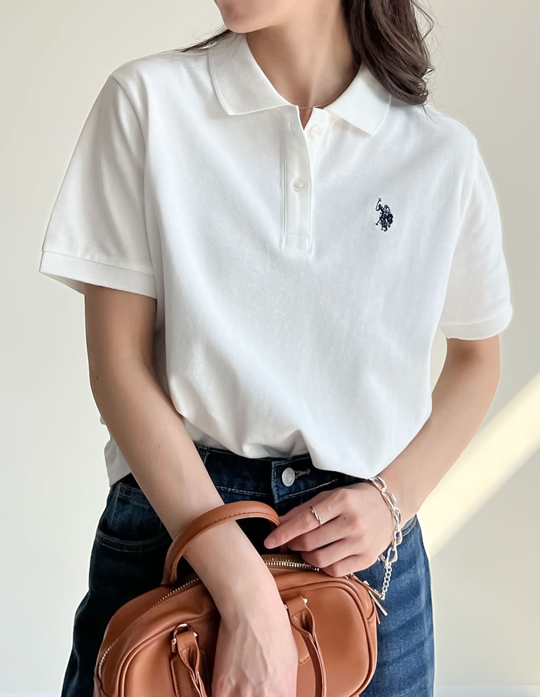 ポロシャツ 半袖 レディース トップス U.S. POLO ASSN. 別注 カラー コラボ ワンポイント刺繍 スポーティ 2025春夏 | Re:EDIT | 02
