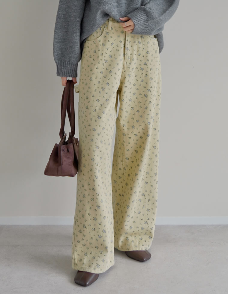 パンツ チノパン カツラギ レディース 5色 4サイズ 低身長 高身長 花柄 プリント カーゴパンツ　ペインターパンツ　カラーパンツ 秋冬 | Re:EDIT | 04