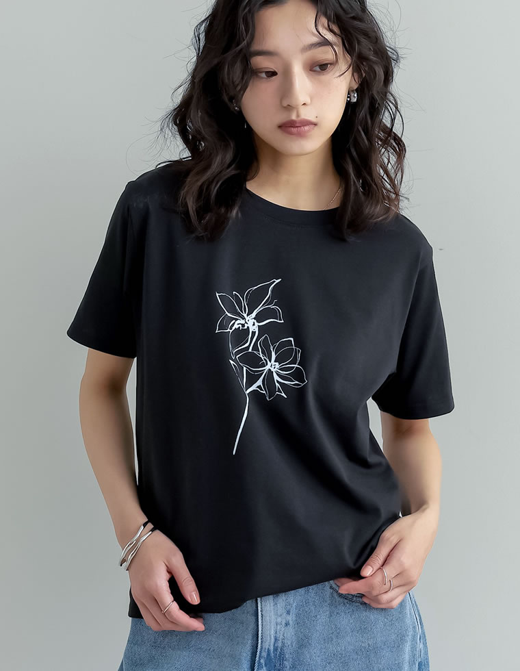 Tシャツ レディース トップス 半袖 カットソー 丸首 クルーネック UVカット 紫外線対策 接触冷感 春夏[mb] | Re:EDIT | 01