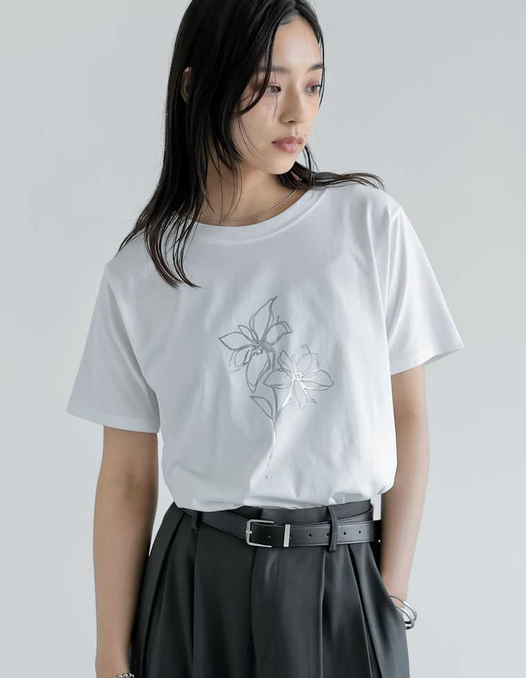 Tシャツ レディース トップス 半袖 カットソー 丸首 クルーネック UVカット 紫外線対策 接触冷感 春夏[mb] | Re:EDIT | 03