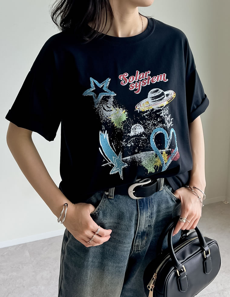Tシャツ 半袖 レディース トップス UVカット 紫外線対策 接触冷感 ひんやり 涼しい 春夏[mb] | Re:EDIT | 01
