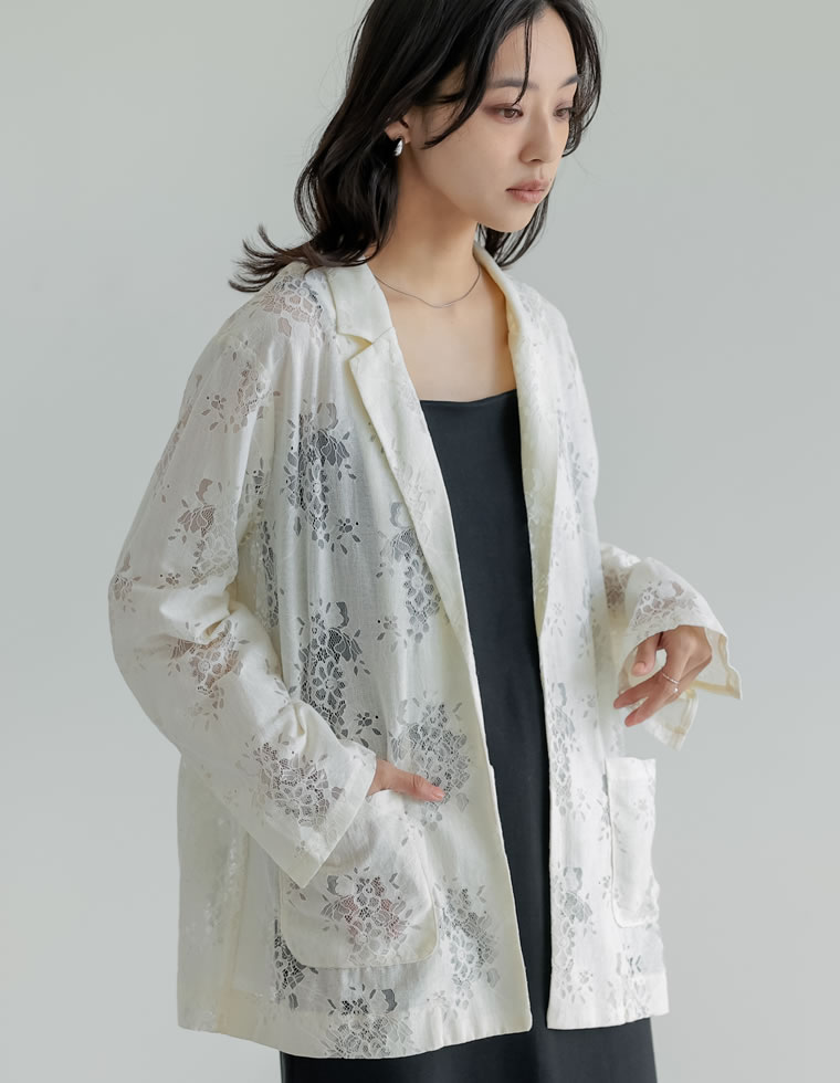 LA5524 ジバンシー 花柄レース刺繡 テーラードジャケット ピンク 13 花柄テーラードジャケット – PASTEQIDOR