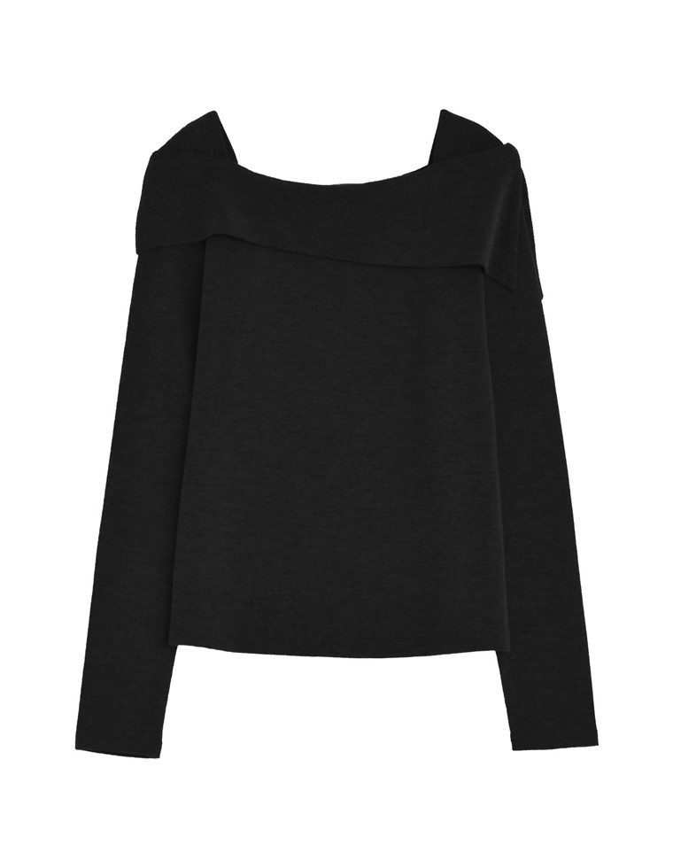 スムースリブアシンメトリーオフショルダートップス