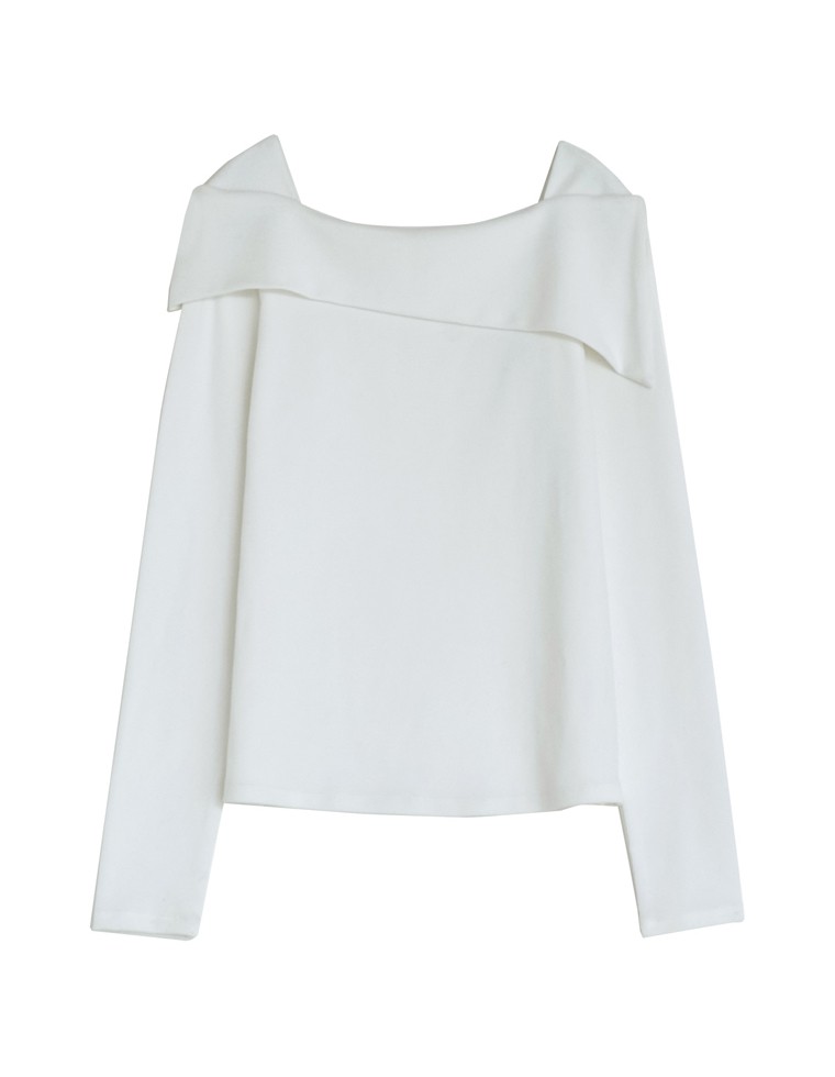スムースリブアシンメトリーオフショルダートップス