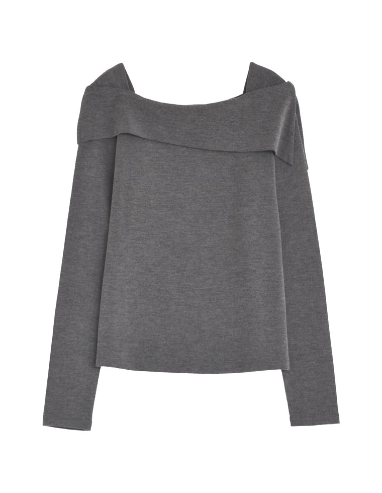 スムースリブアシンメトリーオフショルダートップス