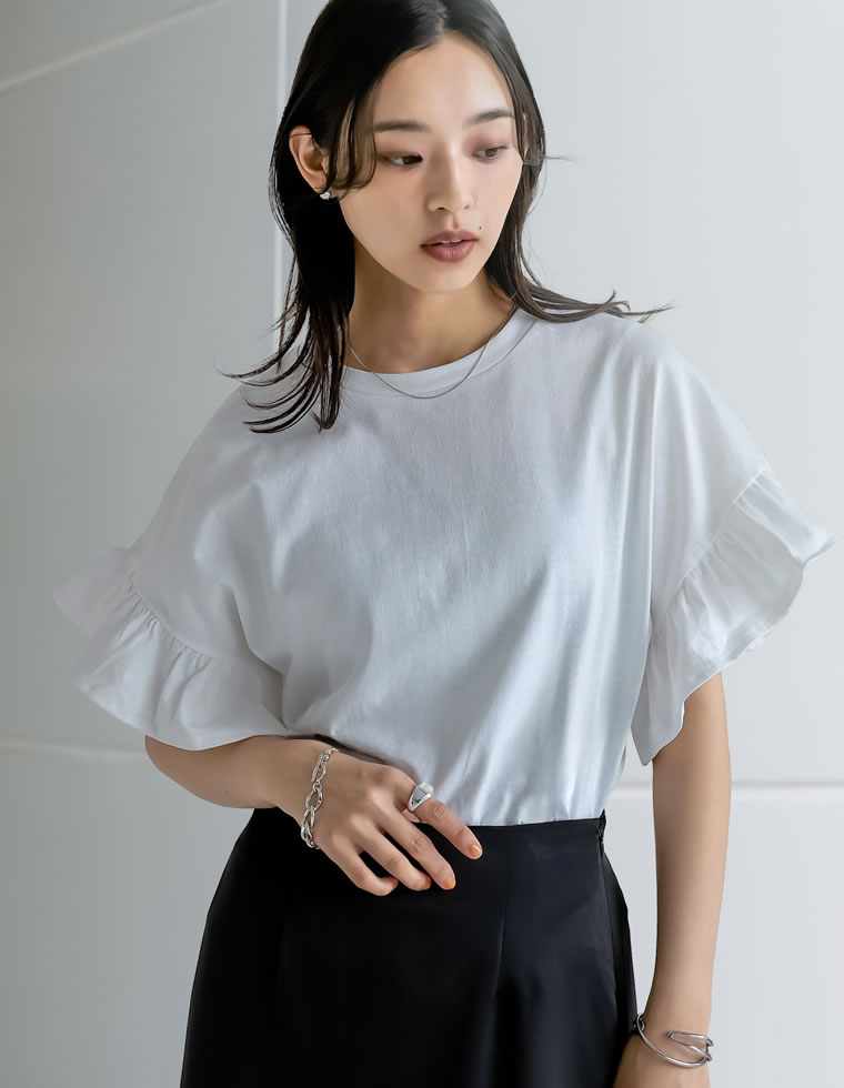 Re:EDIT（リエディ） 半袖 Tシャツ トップス レディース ホワイト M/L