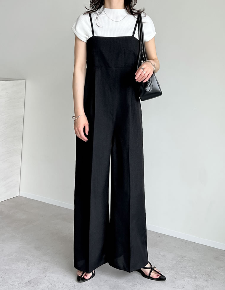 オールインワン レディース サロペット フルレングス キャミオールインワン ハイウエスト 低身長 高身長 オフィスカジュアル 2025春夏 | Re:EDIT | 01