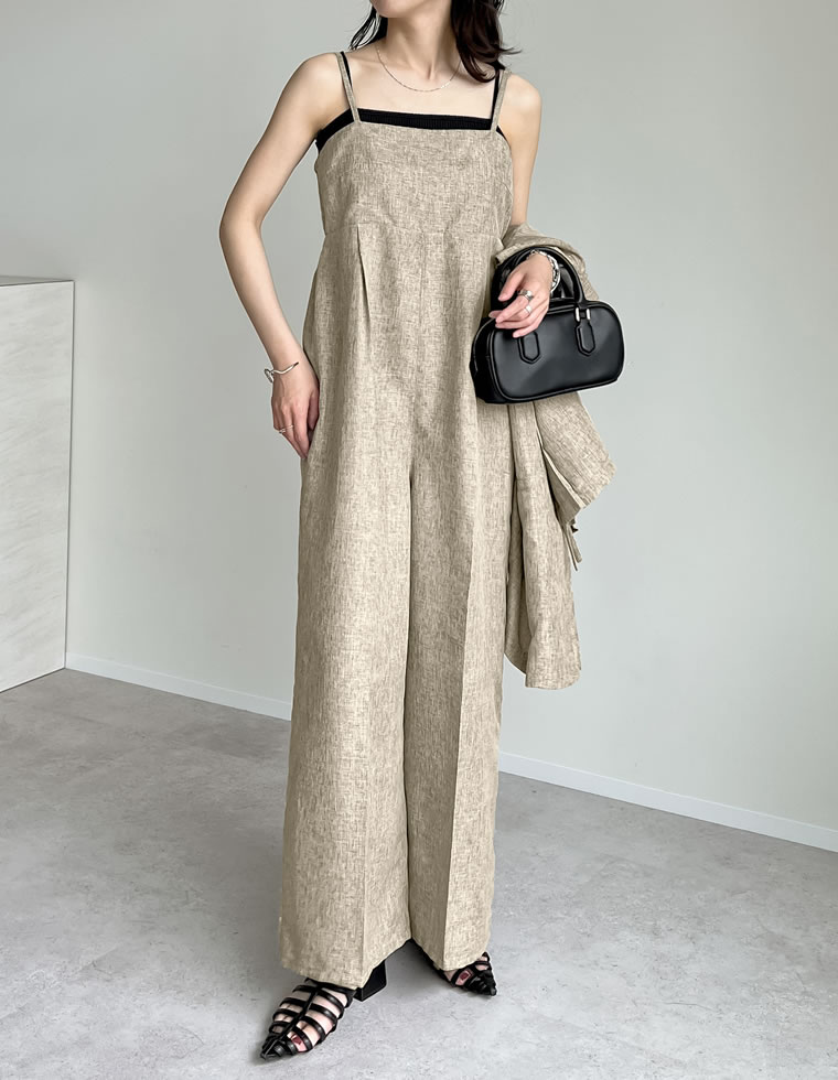 オールインワン レディース サロペット フルレングス キャミオールインワン ハイウエスト 低身長 高身長 オフィスカジュアル 2025春夏 | Re:EDIT | 02