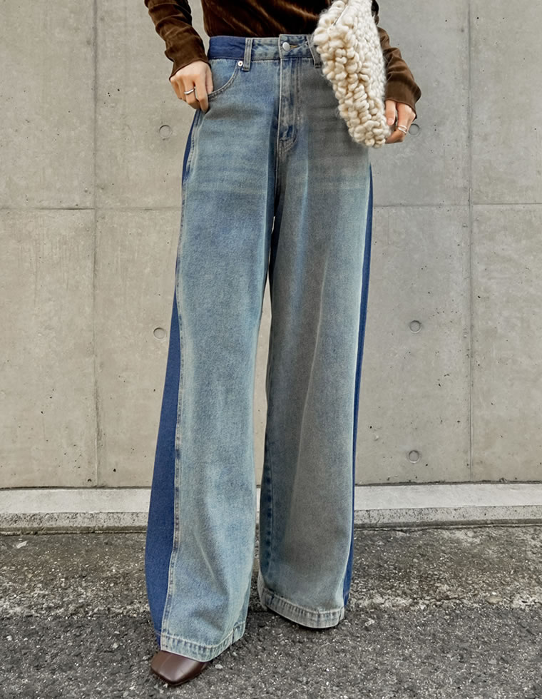 RNA(アールエヌエー) / バイカラーリメイクFATパンツ/ボトム/M/デニム