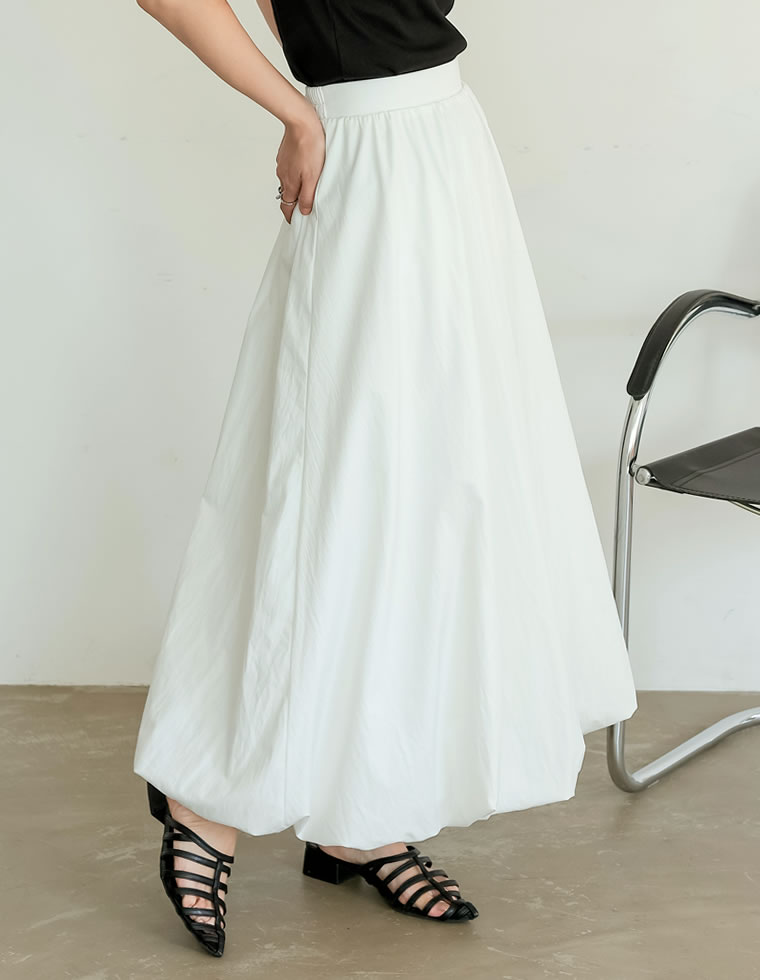 スカート レディース  ロング 撥水 ウォッシャブル アスレジャー 日焼け防止 バルーン  低身長 2025春夏[返品交換不可] | Re:EDIT | 02