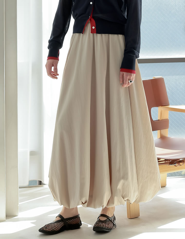 スカート レディース  ロング 撥水 ウォッシャブル アスレジャー 日焼け防止 バルーン  低身長 2025春夏[返品交換不可] | Re:EDIT | 03