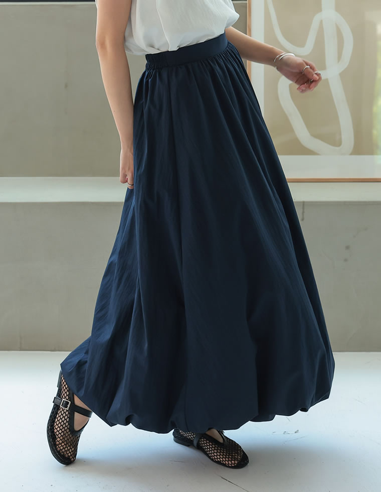 スカート レディース  ロング 撥水 ウォッシャブル アスレジャー 日焼け防止 バルーン  低身長 2025春夏[返品交換不可] | Re:EDIT | 04