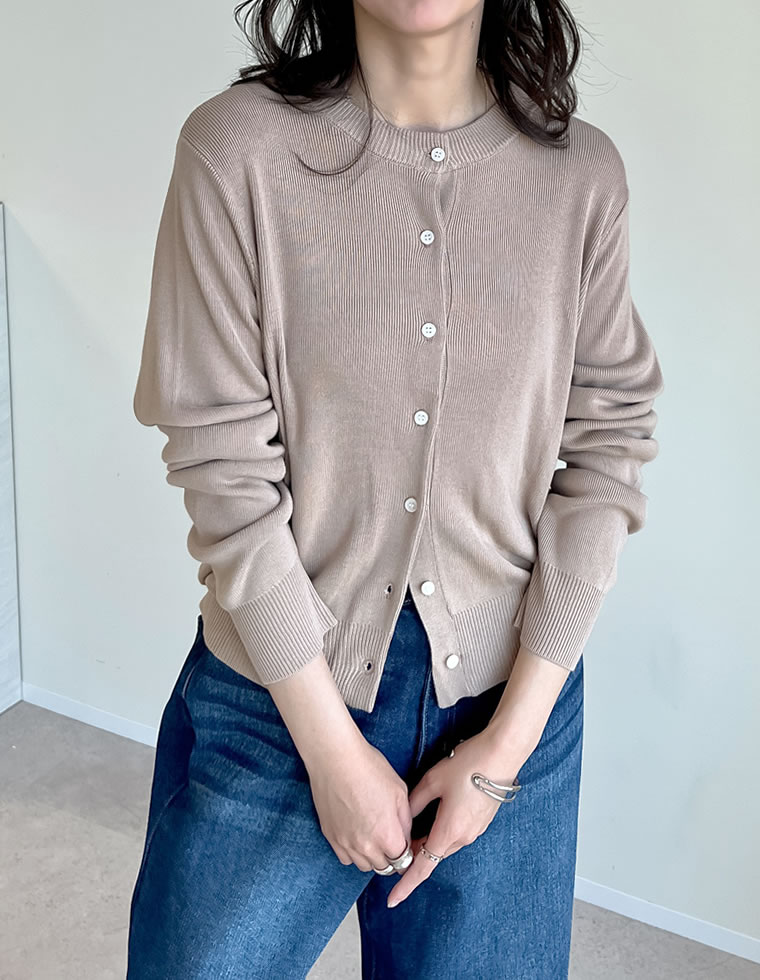 Re:EDIT トップス レディース カーディガン ニット 涼感 配色