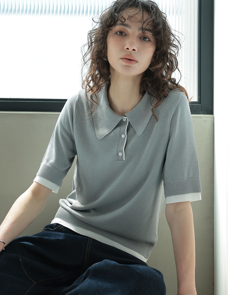 レイヤードポロTシャツ BEIGE 楽天市場】ポロシャツ メンズ 長袖 ゆったり 重ね着風 フェイク