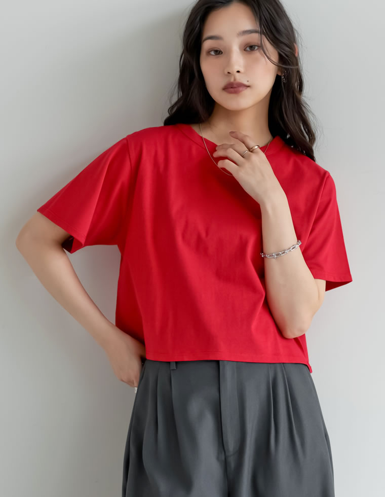 レディース トップス カットソー 新品 赤 赤ティシャツ Tシャツ 半袖 夏服 Honeys（ハニーズ） トップス Tシャツ 半袖Tシャツ カットソー 半袖