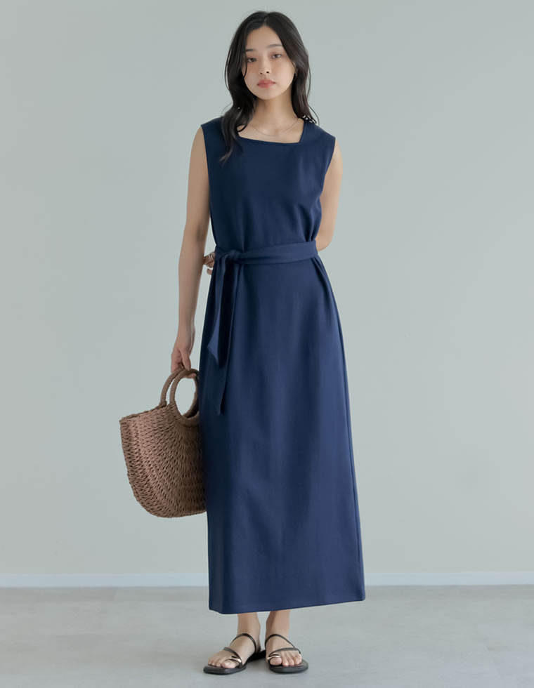 ワンピース レディース リボン付き 接触冷感 イージーケア しわになりにくい 体型カバー マタニティ 妊婦 低身長 高身長 春夏 | Re:EDIT | 04