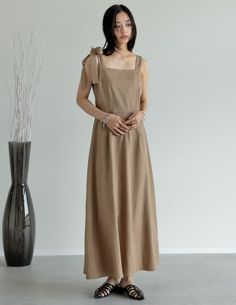 美品 オレボレブラ アルベロベロ カシミヤ入り 切り替え ノースリーブワンピース Re:EDIT（リエディ） ワンピース キャミレディース ブラ紐隠し