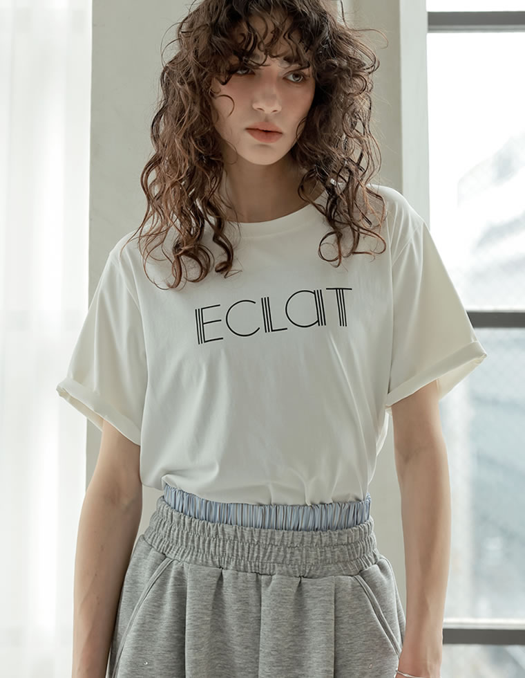 Tシャツ 半袖 トップス レディース 4色 M/L カットソー 5分袖 ロゴT バイカラー ひんやり 涼しい 接触冷感 春夏[mb] | Re:EDIT | 02