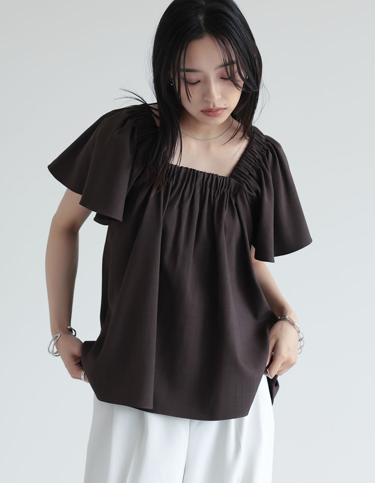ブラウス レディース トップス オフショル 2WAY 二の腕カバー 体型カバー セットアップ対応 5分袖 春夏 | Re:EDIT | 05