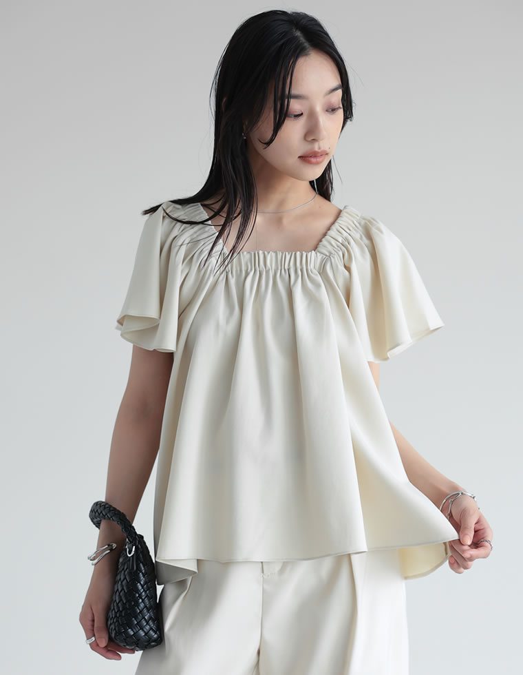 ブラウス レディース トップス オフショル 2WAY 二の腕カバー 体型カバー セットアップ対応 5分袖 春夏 | Re:EDIT | 02