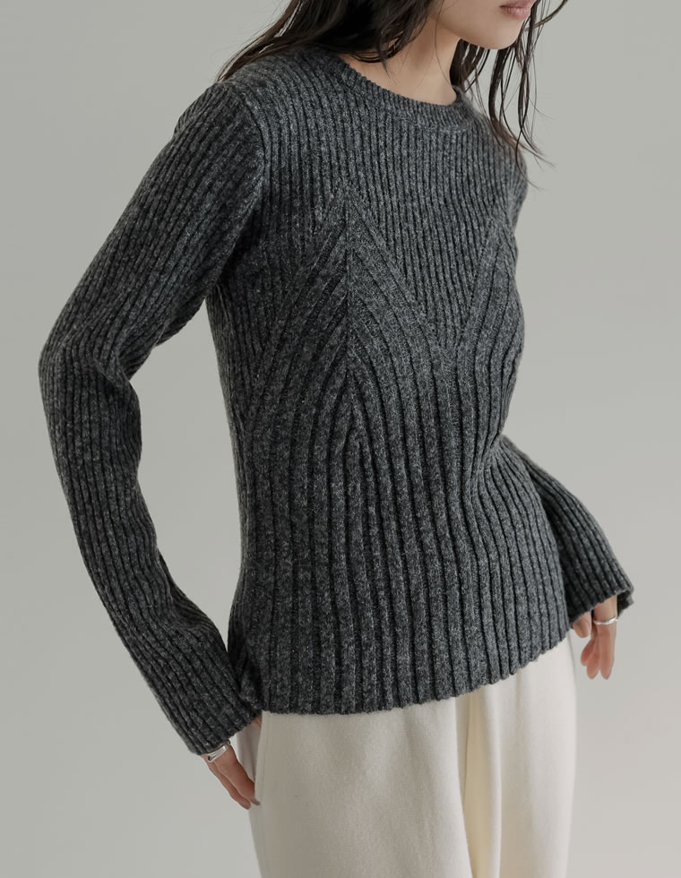 トップス ニット レディース 4色 M/L 長袖 ミックスニット ビスチェ見え セーター クルーネック 秋冬 | Re:EDIT | 04