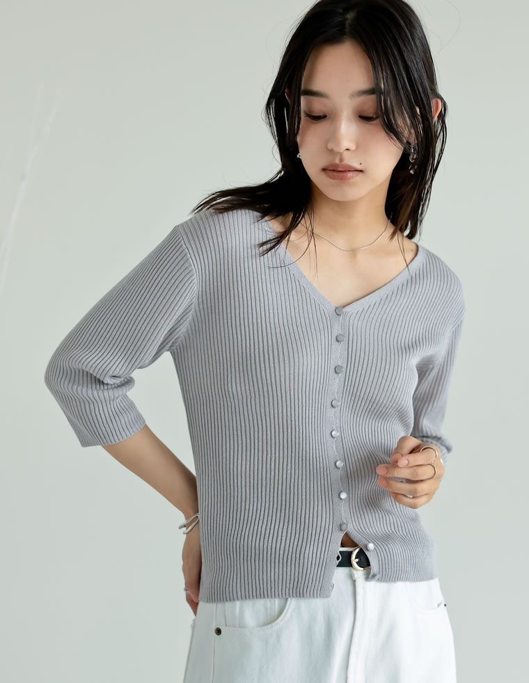 カーディガン レディース トップス シアートップス シアー シアーニット 二の腕隠し レーヨン100％ 2025春夏[mb] | Re:EDIT | 03