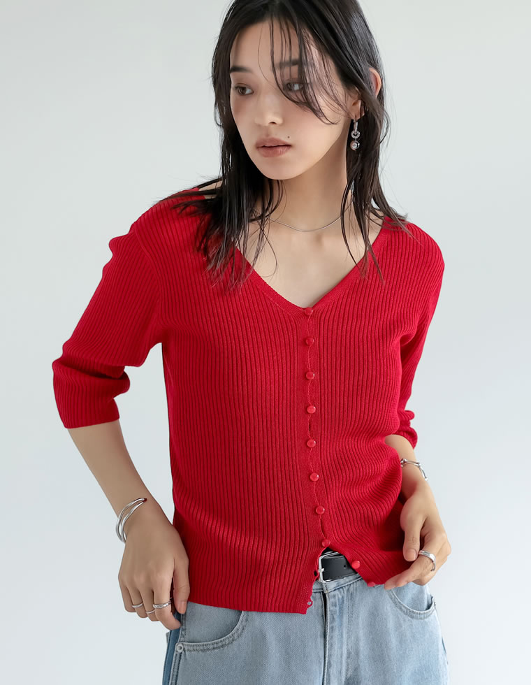 カーディガン レディース トップス シアートップス シアー シアーニット 二の腕隠し レーヨン100％ 2025春夏[mb] | Re:EDIT | 04