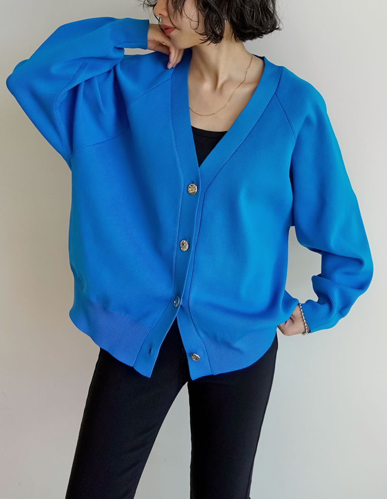 カーディガン トップス 長袖 レディース 5色 M/L 金ボタン スポンジニット ニット 羽織り 洗える 2025秋冬 | Re:EDIT | 05