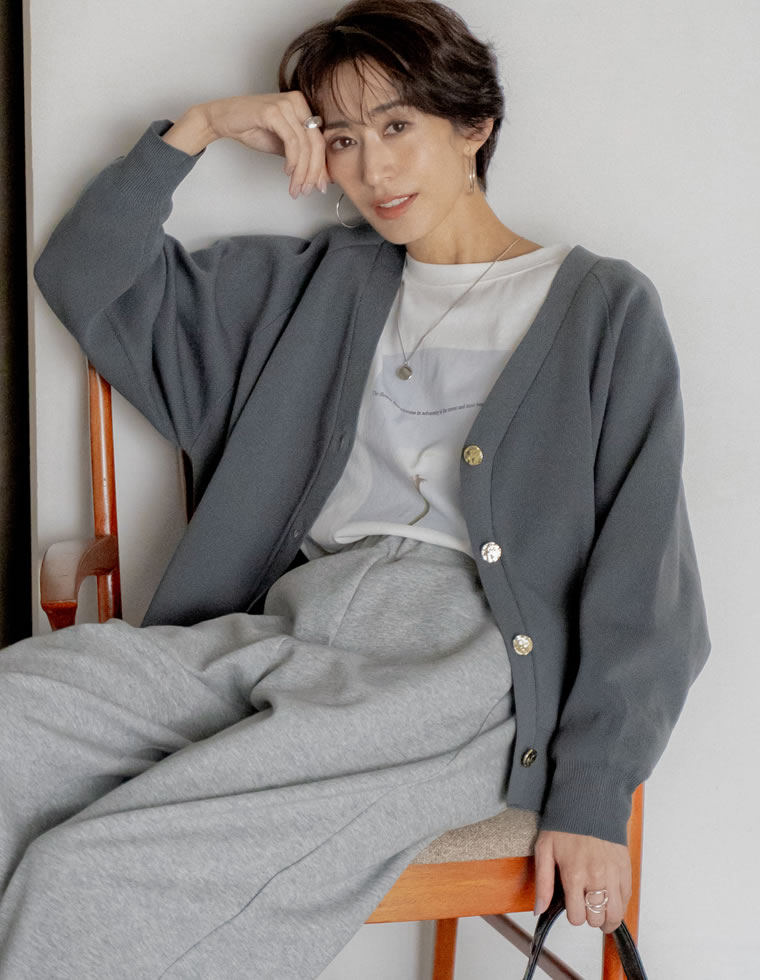 カーディガン トップス 長袖 レディース 5色 M/L 金ボタン スポンジニット ニット 羽織り 洗える 2025秋冬 | Re:EDIT | 03