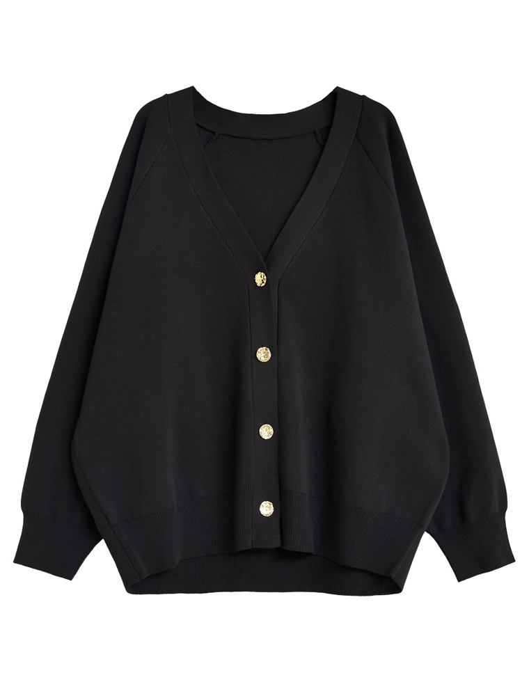 メタルボタンドルマンニットカーディガン