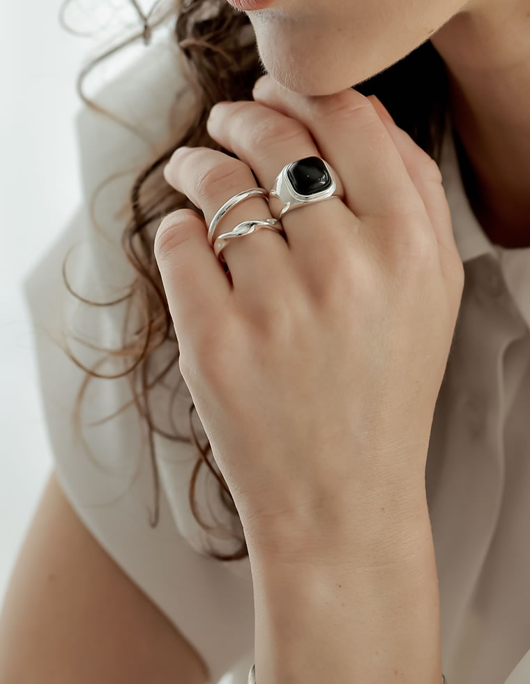 指輪 リング 3点セット セット アクセサリー ストーン シルバー ゴールド アクリル セパレート 春夏 返品交換不可[mb] | Re:EDIT | 01