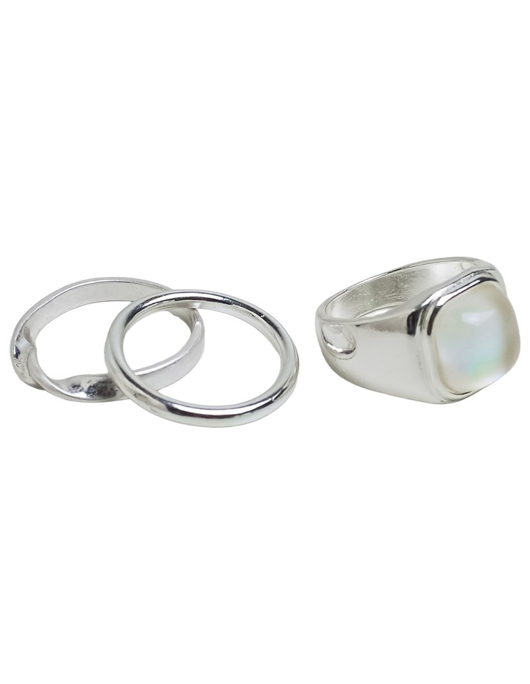 指輪 リング 3点セット セット アクセサリー ストーン シルバー ゴールド アクリル セパレート 春夏 返品交換不可[mb] | Re:EDIT | 02