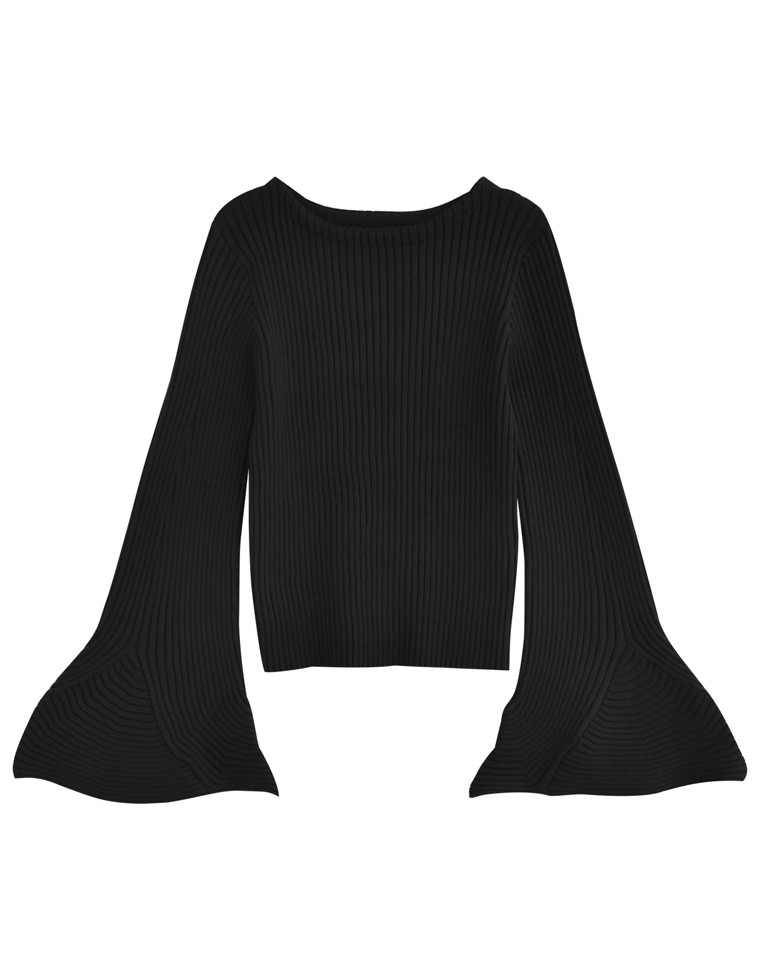 フィッシュスリーブリブニットトップス