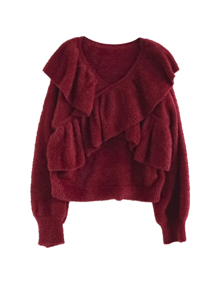 クロスフリルニットプルオーバー