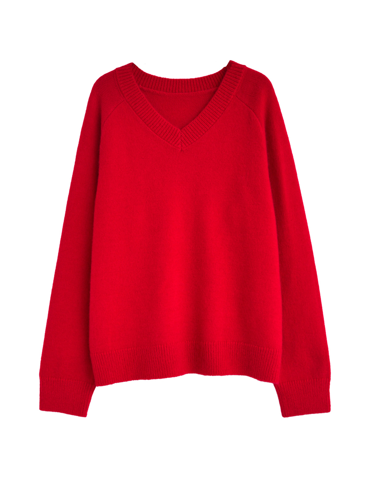 アルパカタッチVネックニットプルオーバー