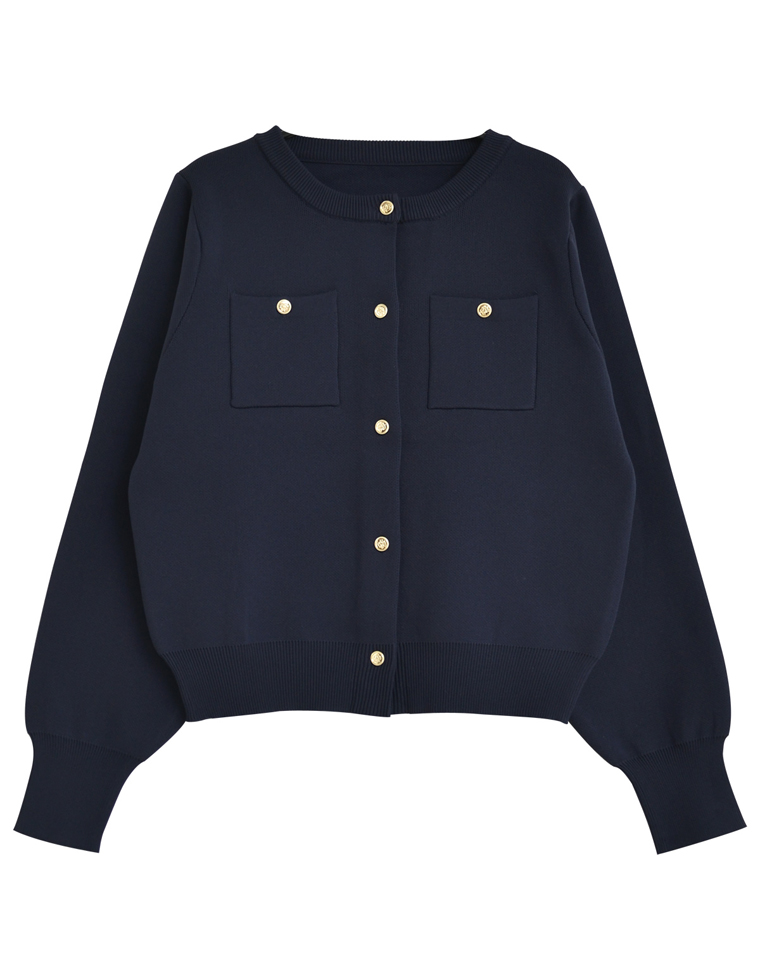 金釦スポンジニットカーディガン