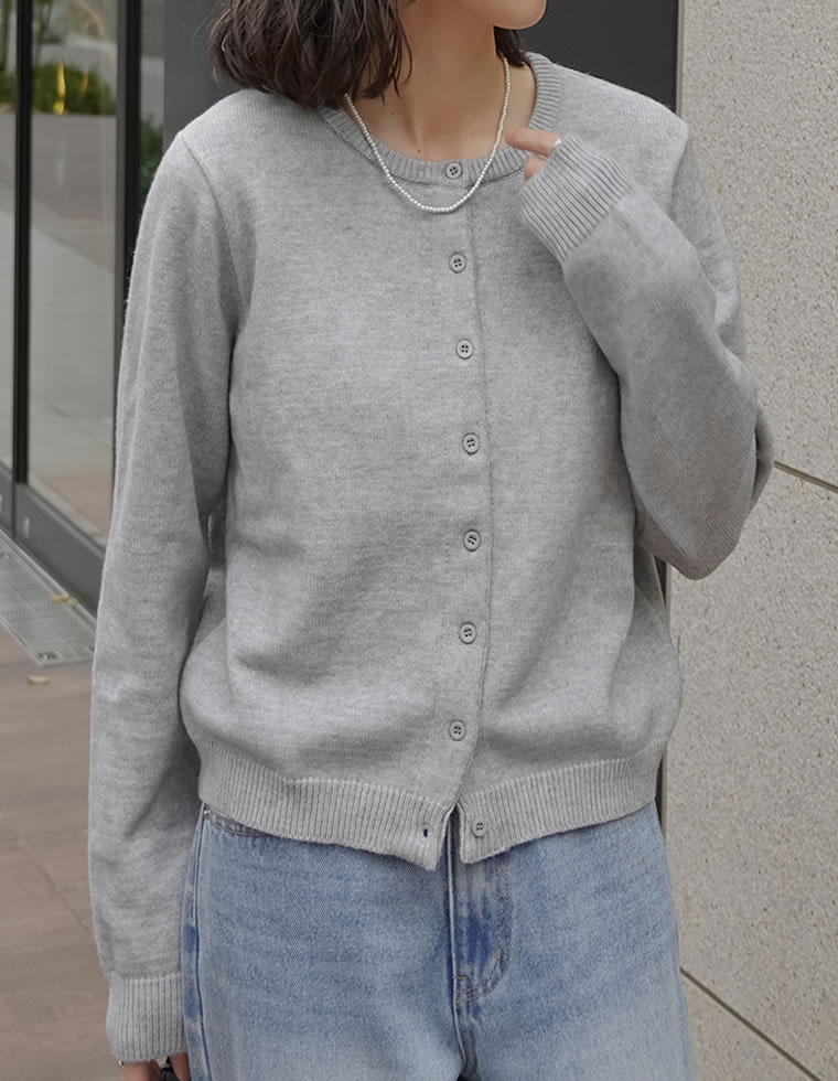 カーディガン トップス ニット 長袖 レディース 8色 M/L カラーニット クルーネック 配色 アルパカタッチ 暖かい 防寒 2025秋冬 | Re:EDIT | 03