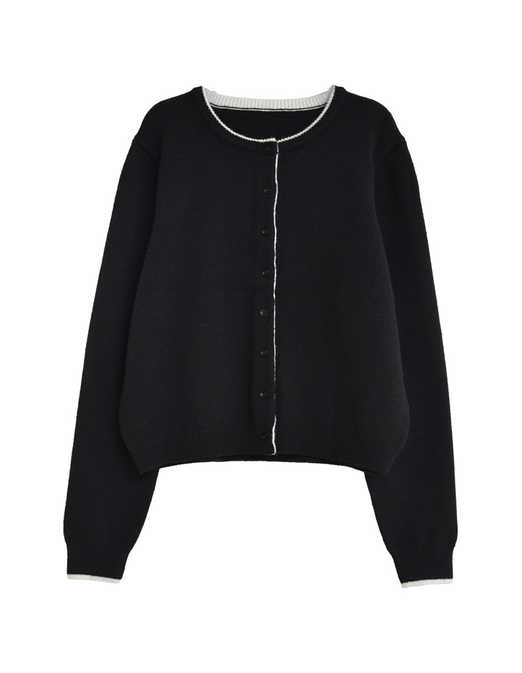 配色アルパカタッチニットカーディガン