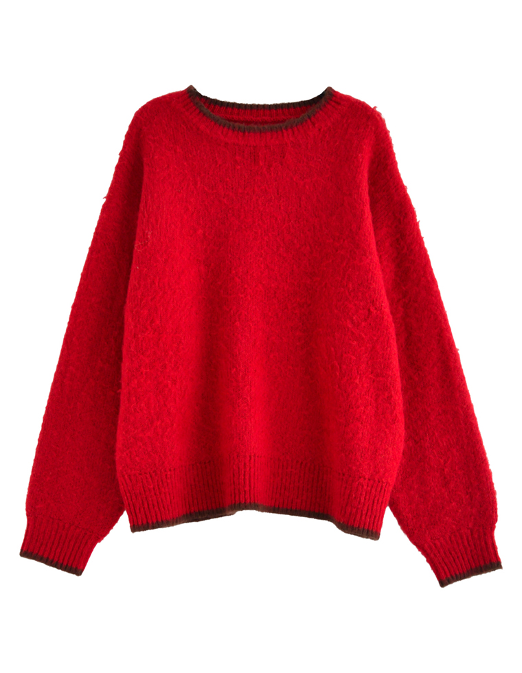 配色モヘアライクシャギーニットトップス