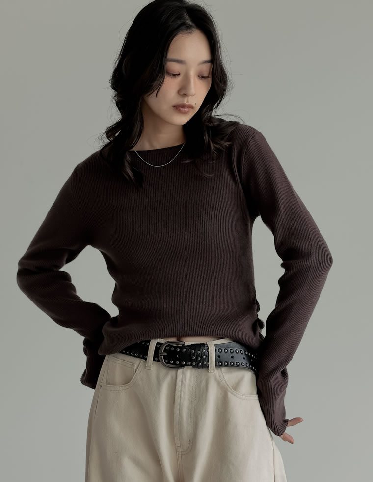 ニット トップス 長袖 レディース 8色 M/L セーター クルーネック 丸首 静電気防止 ストレッチ 伸縮性 オフィスカジュアル 秋冬 | Re:EDIT | 05