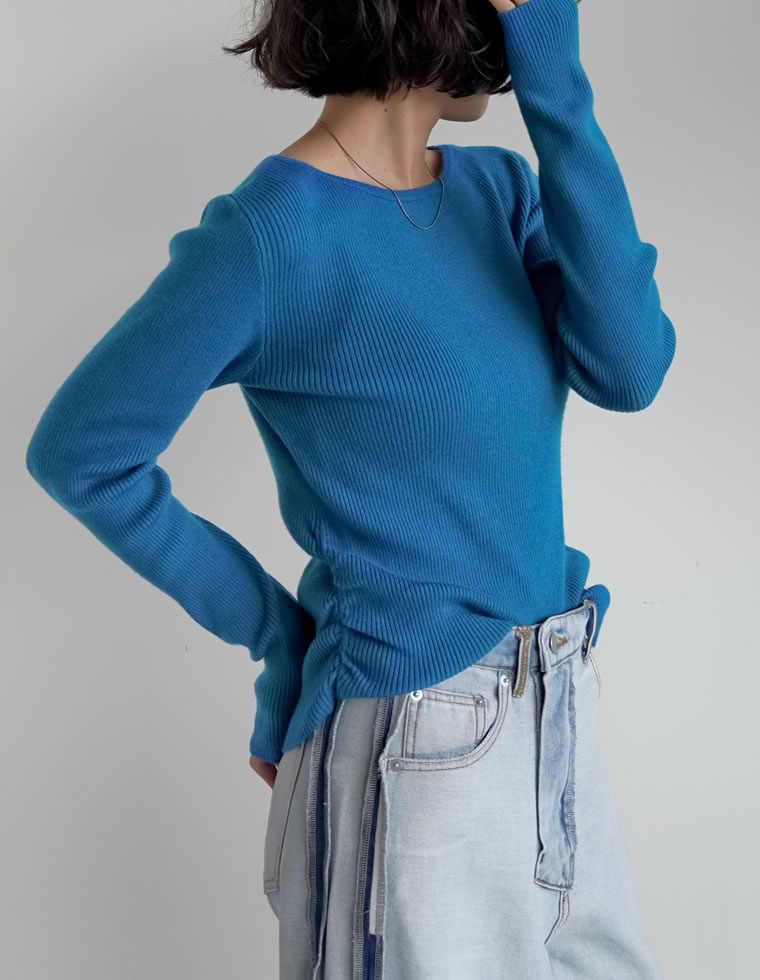 ニット トップス 長袖 レディース 8色 M/L セーター クルーネック 丸首 静電気防止 ストレッチ 伸縮性 オフィスカジュアル 秋冬 | Re:EDIT | 06